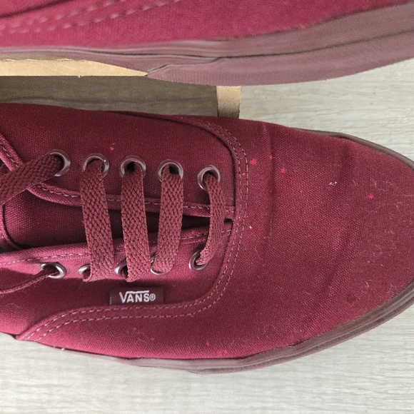 Vans Authentic Low Top Skate Shoes Sneakers Burgundy Maroon Mens Size 10.5 - Picture 4 of 9